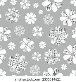 Decorative seamless pattern with abstract flowers. Floral background. Vector illustration. Design for web, wrapping, wallpaper, cover, textile, print.