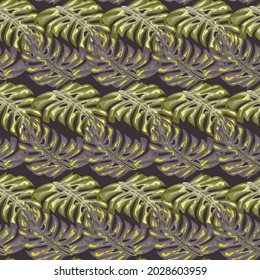 Decorative seamless pattern with abstract monstera silhouettes ornament. Pale pastel tones. Flat vector print for textile, fabric, giftwrap, wallpapers. Endless illustration.