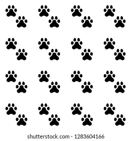 Decorative seamless pattern animal pads, vector design, black and white