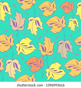 Decorative seamless pattern with autumn bright leaves. Suitable for textiles, wallpapers, gift wrapping. 