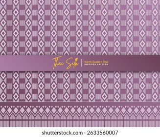 Decorative seamless pattern background. Inspired by North Eastern Thai silk pattern style called "Sin Mak Bok". Colored in traditional rose pink.