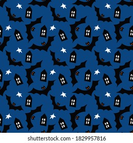 Decorative seamless pattern with Bats Illustrations. Vector For printing on packaging, textiles, wrapping paper and other materials.
