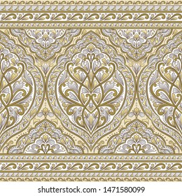Decorative seamless pattern with beautiful floral ornaments. Traditional Turkish, Indian motifs. Great for fabric and textile, wallpaper, packaging or any desired idea.