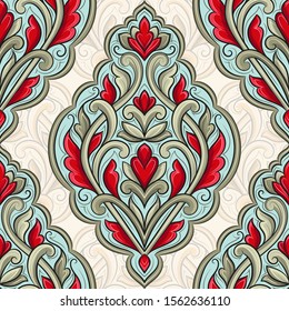 Decorative seamless pattern with beautiful floral ornaments. Traditional Turkish, Indian motifs. Great for fabric and textile, wallpaper, packaging or any desired idea.