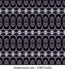 Decorative seamless pattern with beautiful silver ornaments can be used for backgrounds, motifs, textile, wallpapers, fabrics, gift wrapping, templates, decor, scrapbook. Silver border. Vector.