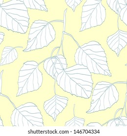 Decorative seamless pattern with birch leaves