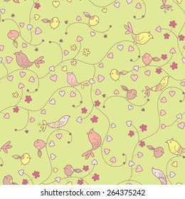 decorative seamless pattern with birds