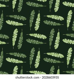 Decorative seamless pattern with botanical tropic leaves ornament. Green print. Flat vector print for textile, fabric, giftwrap, wallpapers. Endless illustration.