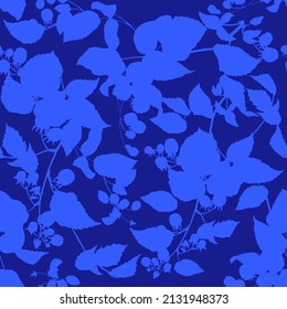 Decorative seamless pattern with branches and raspberries. Ideal for fabric, wallpaper, wrapping paper, filling drawings, textiles, web page textures