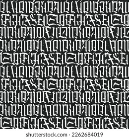 Decorative seamless pattern of capital Gothic letters in grunge style. Repeating background. Vector texture, wallpaper, wrapping paper or fabric design