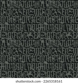 Decorative seamless pattern of capital Gothic letters in grunge style. Repeating background. Vector texture, wallpaper, wrapping paper or fabric design