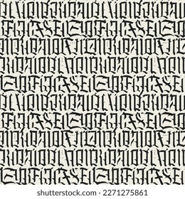 Patrón impecable decorativo de letras góticas capitales de estilo grunge. Fondo de repetición. Textura vectorial, papel tapizado, papel de revestimiento o diseño de tela