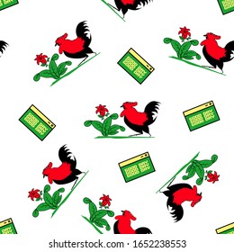 Decorative seamless pattern with Chicken Illustrations. Vector For printing on packaging, textiles, wrapping paper and other materials.