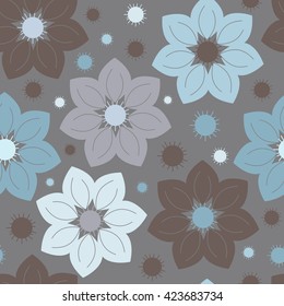 Decorative seamless pattern with colored abstract flowers