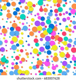 Decorative seamless pattern of confetti. Bright festive background