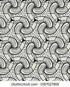 Decorative seamless pattern of curved lines. Modern stylish texture with a repeating geometric triangular mesh. Interior decor.