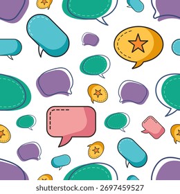 Design de padrão decorativo sem emenda com bolhas de fala coloridas