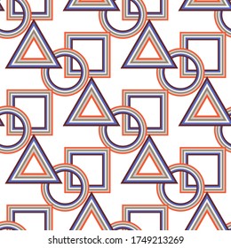 Decorative seamless pattern of different geometric forms. Abstract pattern for wallpaper, wrapping paper, packaging. Square, circle, triangle