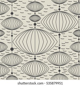 Decorative seamless pattern with different geometric shapes on desert yellow background. vector illustration