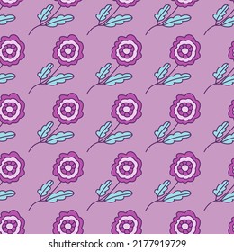 Decorative seamless pattern with doodle folk flowers ornament. Abstract doodle floral wallpaper. Great for fabric design, textile print, wrapping, cover. Vector illustration.