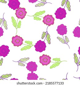 Decorative seamless pattern with doodle folk flowers ornament. Abstract doodle floral wallpaper. Great for fabric design, textile print, wrapping, cover. Vector illustration.