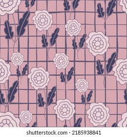 Dekoratives, nahtloses Muster mit duftenden Volksblumen-Ornament. Abstrakte, florale Tapete. Ideal für Stoffdesign, Stoffdruck, Umhüllung, Abdeckung. Vektorgrafik.