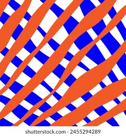 Decorative seamless pattern in doodle style. Blots in the form of drawn blue and orange lines on a white background.Texture for decoration and printing.