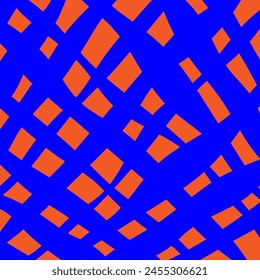 Decorative seamless pattern in doodle style. Blots in the form of drawn red lines on an orange background.Texture for decoration and printing.