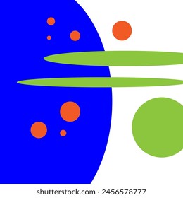 Decorative seamless pattern in doodle style. Circles and ellipses, randomly arranged in different sizes in blue, orange, green and white colors. Texture for decoration and printing.
