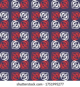 Patrón decorativo sin fisuras con elemento étnico. Ornamentos kirguisos y kazajos. Textura para el fondo; fondo de pantalla; rellenos de patrones; tejidos; envoltura de regalo; textil. Papel De Diseño Para Scrapbook. Vector.