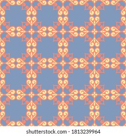 Decorative seamless pattern with ethnic element. Kyrgyz and Kazakh, Uzbek, Tatar, Yakut ornaments. Texture for background, wallpaper, holiday, fabrics, gift wrapping, home textile. Vector.