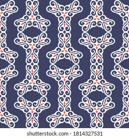 Decorative seamless pattern with ethnic element. Kyrgyz and Kazakh ornaments. Texture for background, wallpaper, pattern fills, fabrics, gift wrapping, textile. Design Paper For Scrapbook. Vector.