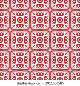 Decorative seamless pattern with ethnic element. Kyrgyz and Kazakh ornaments. Texture for background, cards, invitations, wallpaper, pattern fills, fabrics, gift wrapping, textile. Vector.