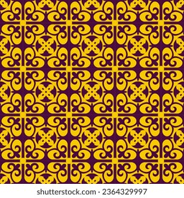 Decorative seamless pattern with ethnic element. Kyrgyz and Kazakh, Uzbek, Tatar, Yakut ornaments. Texture for background, wallpaper, holiday, fabrics, gift wrapping, home textile. Vector.
