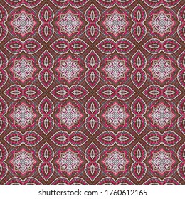 Dekoratives, nahtloses Muster im ethnischen Stil mit geometrischen Formen und bunten Linien. Abstrakter Hintergrund für Textilien, Wallpaper, Geschenkverpackung, Kissen, Vorlagen, Schal. Vektorgrafik.