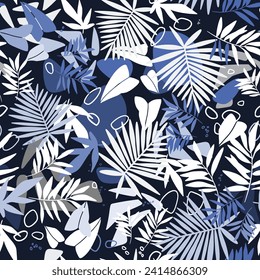 decorative seamless pattern with exotic leaves