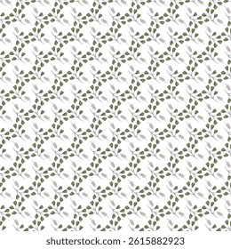 Decorative seamless pattern featuring green leaves and delicate pink flowers, perfect for designing textile, wallpaper, or digital backgrounds with an elegant floral theme.