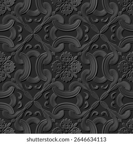 A decorative seamless pattern featuring intricate designs in shades of gray.
