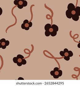Decorative seamless pattern featuring simple flowers  on a vibrant light background suitable for digital, print, or textile applications.
