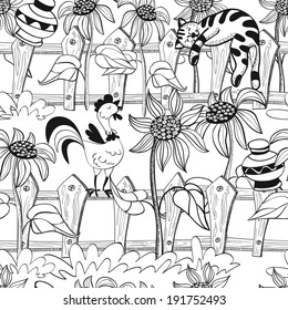 Decorative seamless pattern with a fence