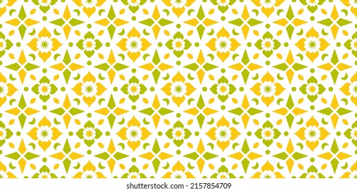 Decorative seamless pattern with floral and geometric elements. Ornamental print for fabric, home decor and wallpaper.