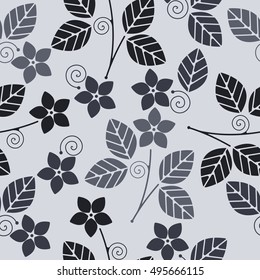 Decorative seamless pattern with flowers and leaves can be used for designs fabric, linen, tile, paper and more creative ideas. Vector image.