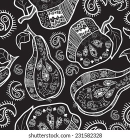 Decorative seamless pattern with fruits 