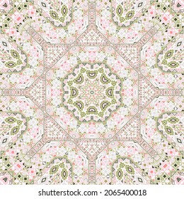 Decorative seamless pattern with geometric elements structure. Ethnic arabic motif. Canvas print. Small elements geometry. Vector patchwork ornament.