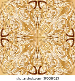 Decorative seamless pattern in gold color. In art deco style, art nouveau style,