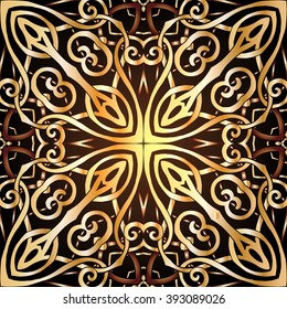 Decorative seamless pattern in gold color. In art deco style, art nouveau style,