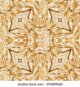 Decorative seamless pattern in gold color. In art deco style, art nouveau style,