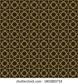 Decorative seamless pattern gold ornament on a black background. Perfect for your design: fabric, wallpaper, background image, wrapping paper