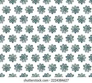 Decorative seamless pattern with green flowers. Beautiful floral background of watercolor sketches for the design and decoration. Stylish trendy fabric. Modern floral wallpaper. Vintage