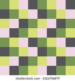 Decorative seamless pattern with green, grey, light pink rectangles.